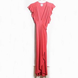 Misa Los Angeles Carolina Wrap Maxi Dress in Pink XS